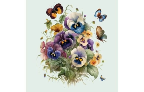Download Watercolor Bouquet Pansy Flowers - Bouquet Collection