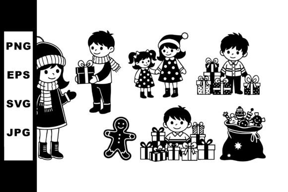 Download Children with Christmas Presents and Gin - Premium Resources