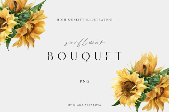 Download Sunflower Watercolor Bouquet Clipart Png - Bouquet Collection