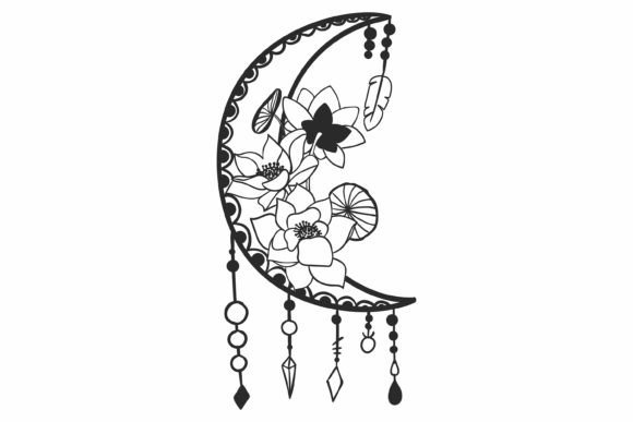 Download Boho Floral Moon SVG, Moon SVG, Bohemian - Floral moon Collection