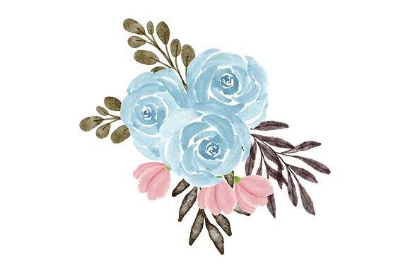 Download Blue Rose Flower Watercolor Bouquet - Bouquet Collection