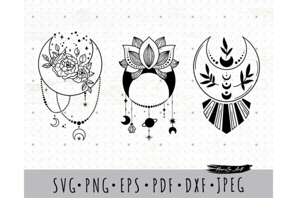 Download Boho Mystic Floral Moon SVG PNG Bundle - Floral moon Collection