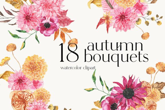 Download Watercolor Autumn Floral Bouquets Set - Bouquet Collection
