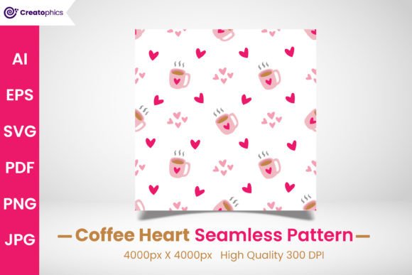 Download Seamless Coffee Mug Heart Pattern - Mug Collection