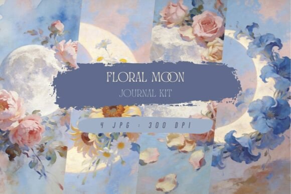Download Floral Moon Journal Kit, Wallpaper - Floral moon Collection