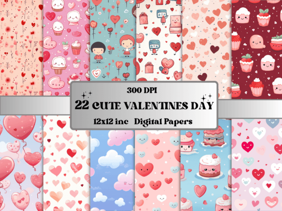 Download Cute Valentine's Day Digital Paper - Cute valentine Collection