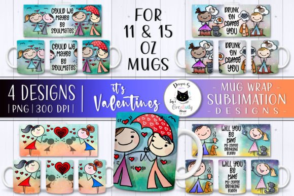 Download Cute Valentines Day Mug Wraps | Love PNG - Mug Collection