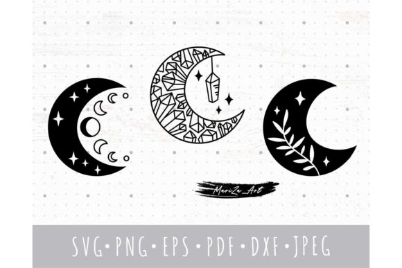 Download Floral Moon Boho Crystal Moon SVG Bundle - Floral moon Collection