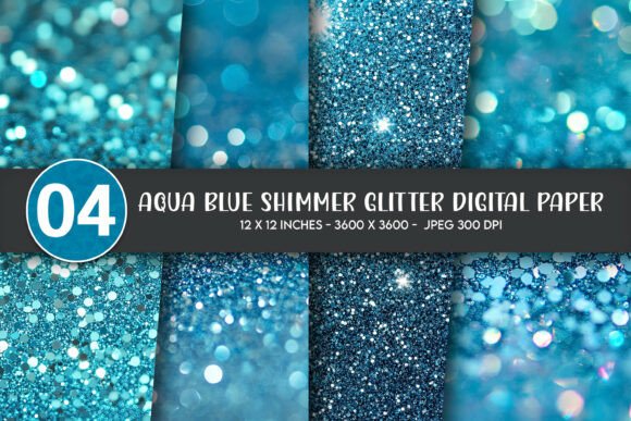 Download Aqua Blue Shimmer Glitter Digital Paper - Shimmer Collection