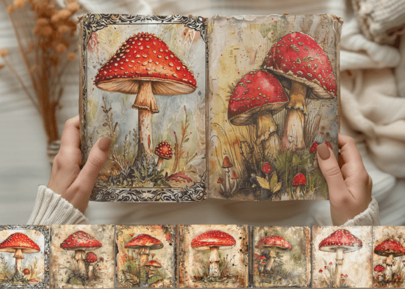 Download Fantasy Mushroom Junk Journal Page - Fantasy mushroom Collection