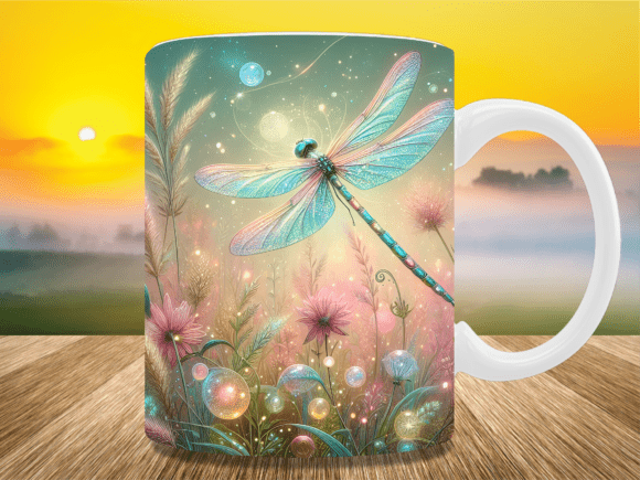 Download Golden Sunset Dragonfly Mug Wrap - Mug Collection