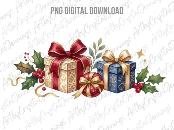 Download Christmas Presents Watercolor Gifts PNG - Premium Resources