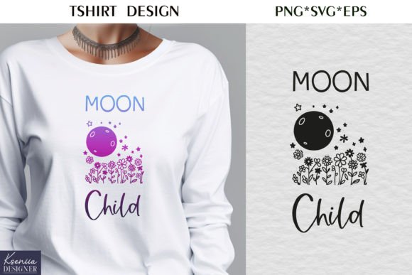 Download Floral Moon T Shirt SVG Design - Floral moon Collection