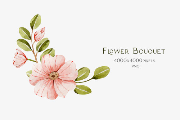 Download Watercolor Bouquet with Pink Flower - Bouquet Collection
