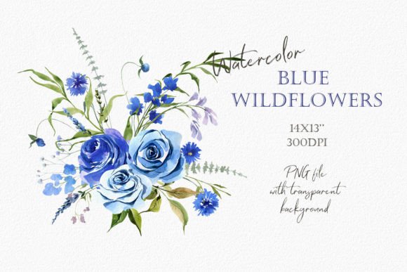 Download Watercolor Bouquet of Blue Roses - Bouquet Collection