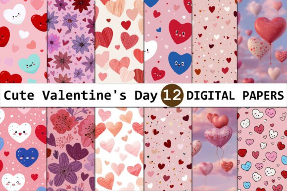 Download Cute Valentine's Day Digital Paper - Cute valentine Collection