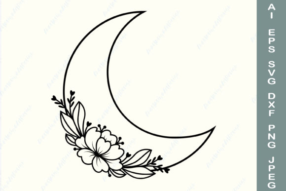 Download Floral Moon Svg, Bohemian Moon Svg - Floral moon Collection