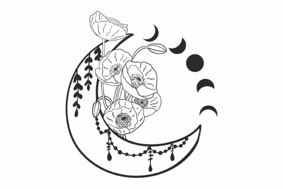 Download Boho Floral Moon SVG, Moon SVG, Bohemian - Floral moon Collection