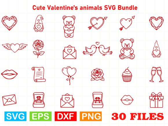 Download Cute Valentine's Animals SVG Bundle - Cute valentine Collection